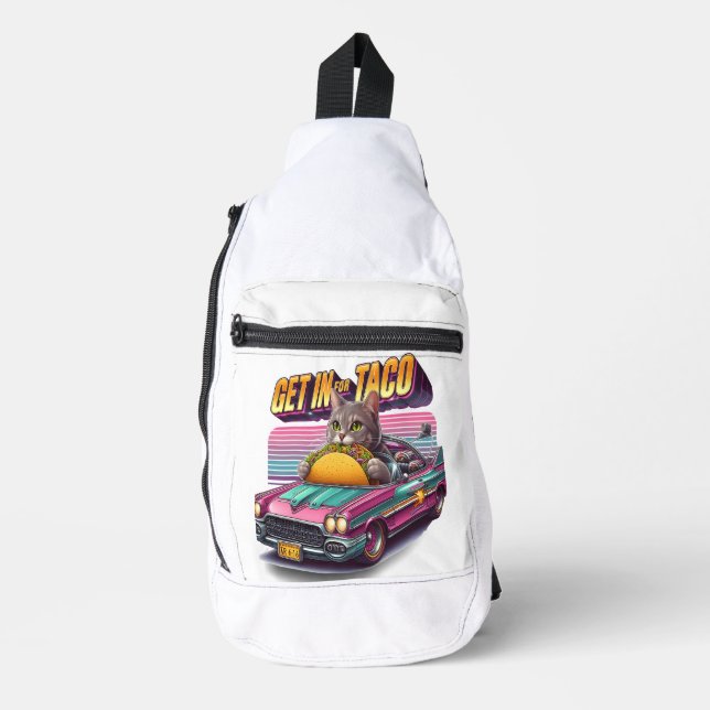 Bandolera Fiesta felina en pista rosa (Anverso)