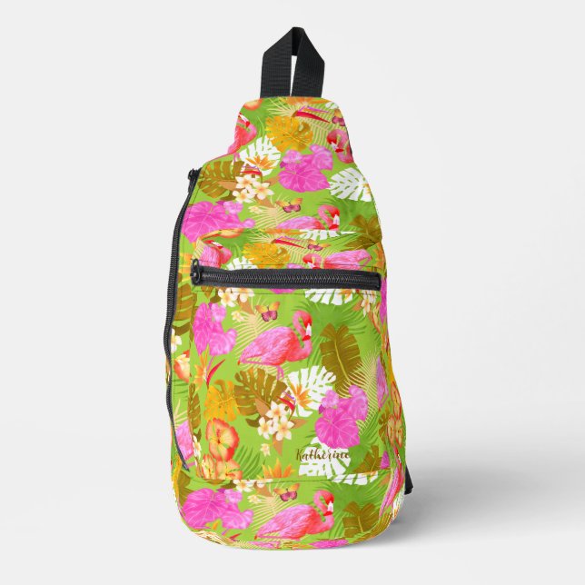 Bandolera Flamingo Garden Bright Green (Anverso)