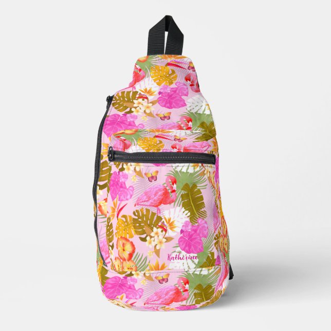 Bandolera Flamingo Garden Rosa (Anverso)