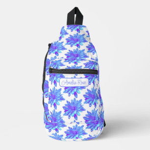 Bandolera flor floral azul violeta bonito