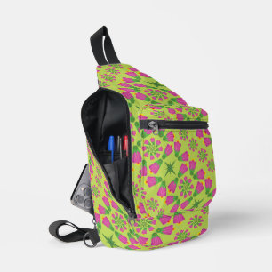 Bandolera Flor retro de Bell Mandalas Green Sling Bag