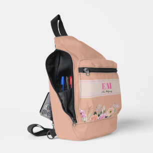 Bandolera Flor rosa polvorienta monogramada