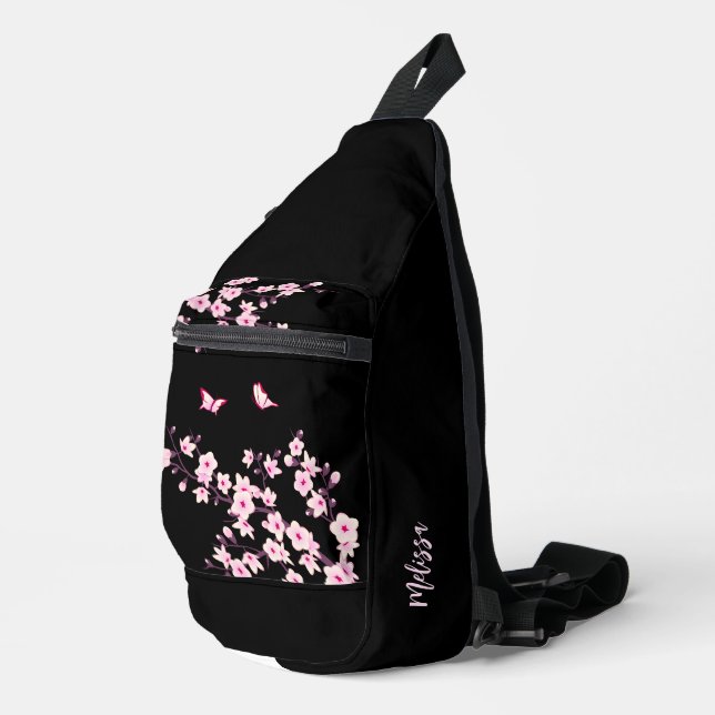 Bandolera Floral Cerezo Blossom Monograma Rosa Negro (Esquina derecha)