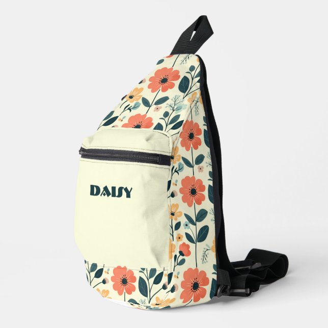 Bandolera Floral retro verde y naranja (Esquina derecha)