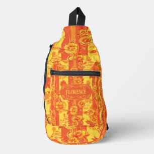 Bandolera Florencia Floral amarilla y Naranja
