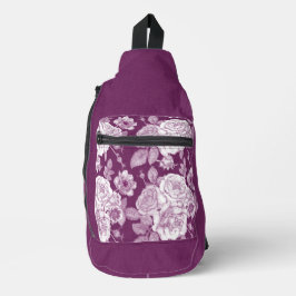 BANDOLERA FLORES DE BURGONEO OSCURO Y BLANCO