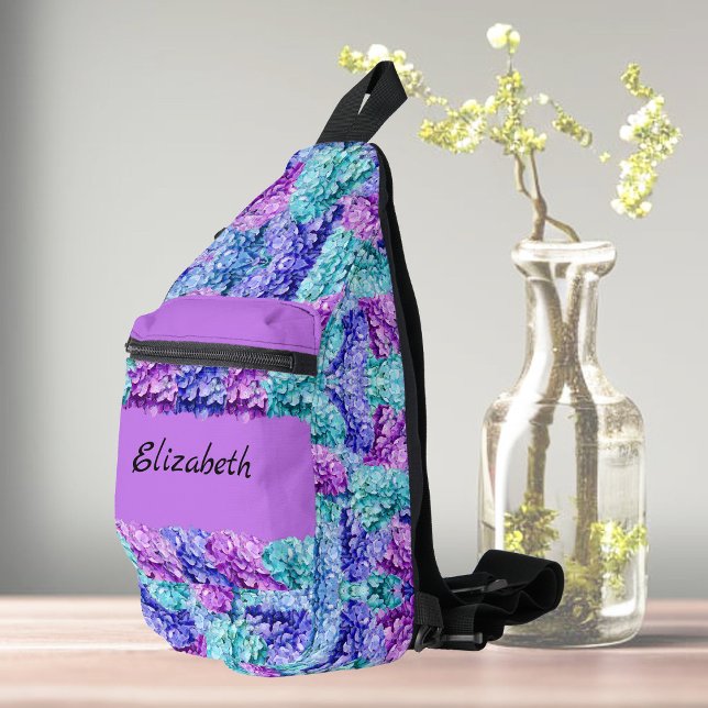 Bandolera Flores de hidrangea magníficas, personalizables (Subido por el creador)