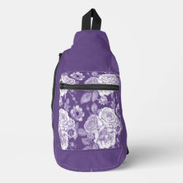 BANDOLERA FLORES DE MANO BLANCA Y PURPLE DE PLUMA