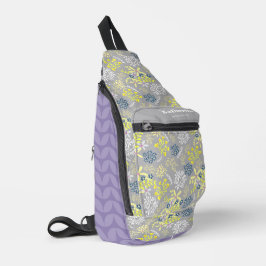 Bandolera Flores de pequeño ramo gris lavanda
