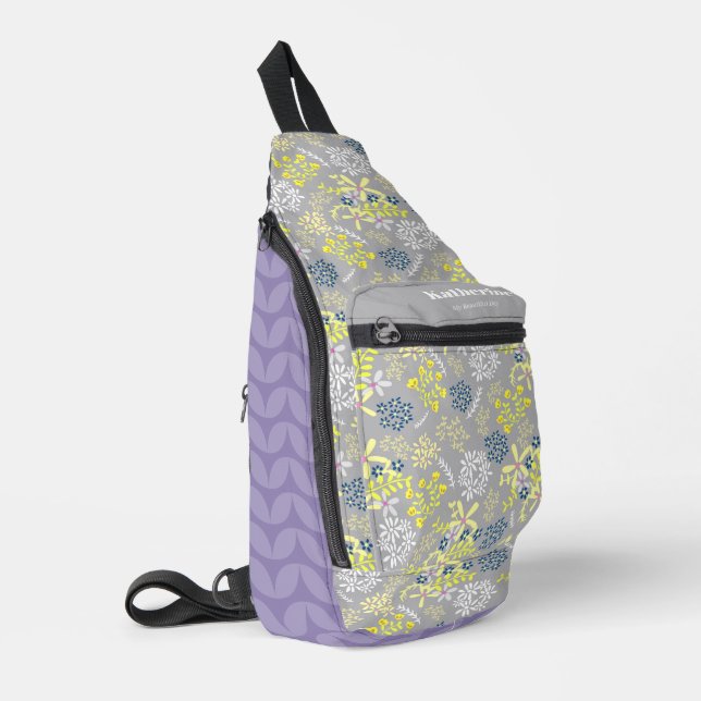 Bandolera Flores de pequeño ramo gris lavanda (Esquina izquierda)