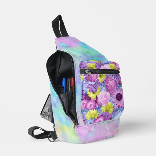 BANDOLERA FLORES DE PURPLE VERDE AZUL ROJO Y OMBRE (Abierto)