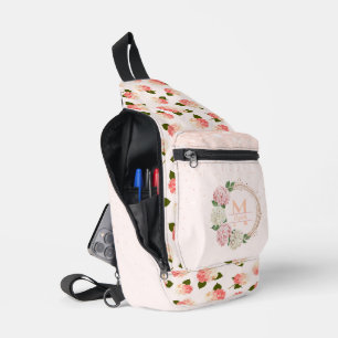 Bandolera Flores del jardín vintage de melocotón