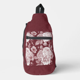 BANDOLERA FLORES ROJOS OSCUROS Y BLANCOS DE MANO