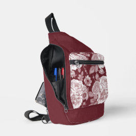 BANDOLERA FLORES ROJOS OSCUROS Y BLANCOS DE MANO