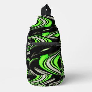 Bandolera Flujo abstracto de verde eléctrico y negro