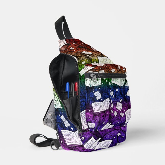 Bandolera Fondo de los libros arcoiris (Abierto)