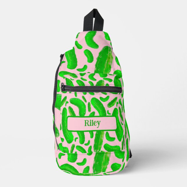 Bandolera Fondo rosa de las aves verdes (Anverso)