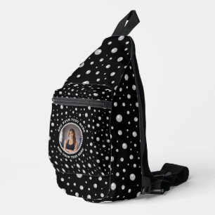 Bandolera Foto personalizada con círculo de perlas sobre neg