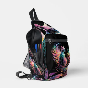 Bandolera Gato holográfico espectral: un prisma de elegancia