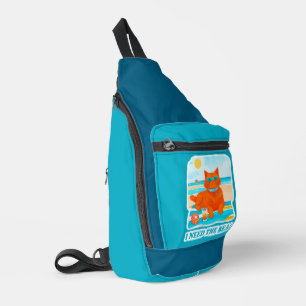 Bandolera Gato Jengibre en la Playa Necesito el Mar Verano