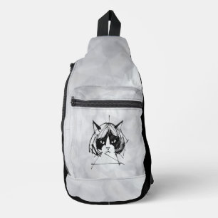 Bandolera Gato Lindo con Peluca (Estilo 3 +Fondo) Arte Fino