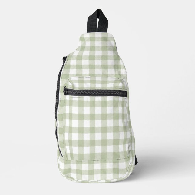 Bandolera Gingham Verde Salvia Moderno (Anverso)