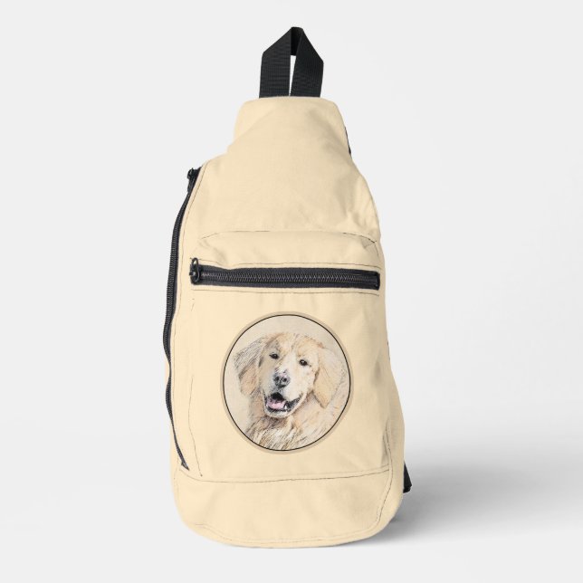 Bandolera Golden Retriever Pintura Cute Arte Perro Original (Anverso)