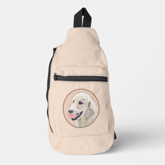 Bandolera Golden Retriever Pintura Cute Arte Perro Original (Anverso)