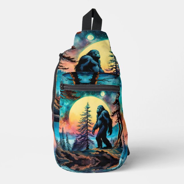 Bandolera Gone Squatchin' Colorful Sasquatch Landscape Acces (Anverso)
