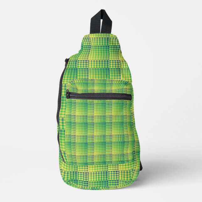 Bandolera Green Blue Checker Abstract Pattern (Anverso)