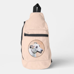Bandolera Greyhound Pintura Adorable Blanco Rojo Arte Origin