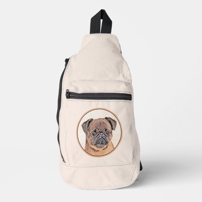 Bandolera Griffon de Bruselas Pintura de Perro Cutáneo Rojo  (Anverso)