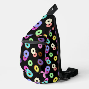 Bandolera Guay divertido colorido donuts patrón negro