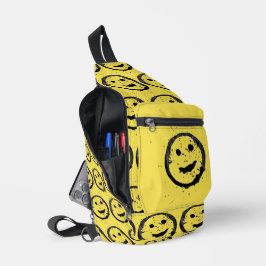 Bandolera Guay Seted Happy Sonriente patrón de cara amarillo