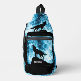 Bandolera Howling Wolf Winter nevado azul negro Nombre perso