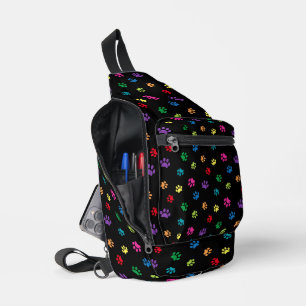 Bandolera Huellas de patas coloridas lindas patrón negro
