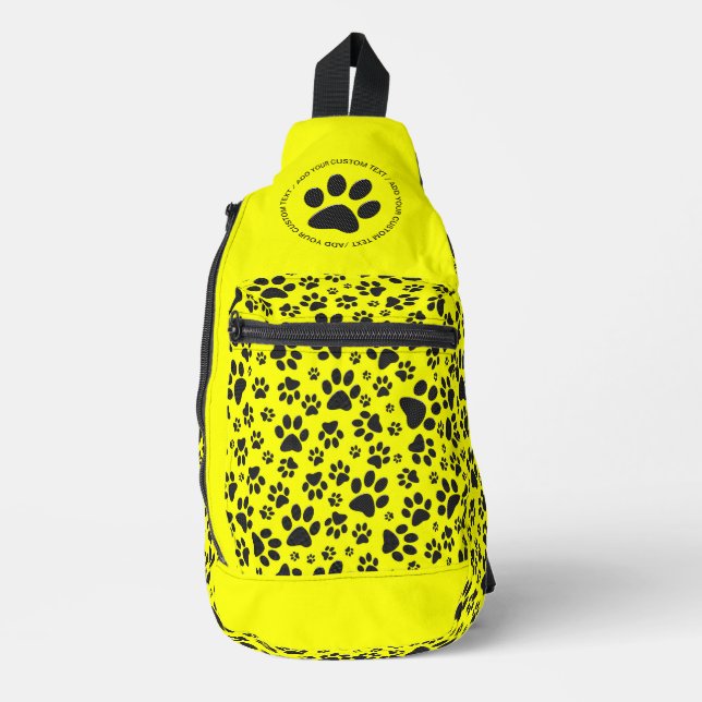 Bandolera Huellas de perro negras y blancas con lunares sobr (Anverso)