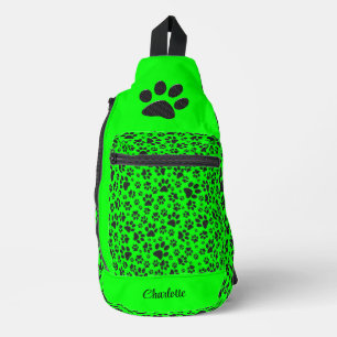 Bandolera Huellas de perro negras y blancas con lunares sobr