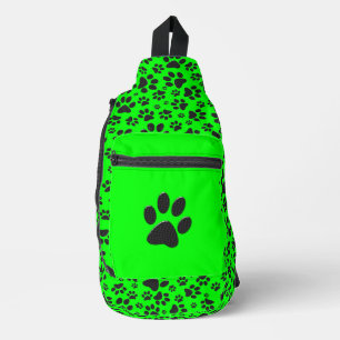 Bandolera Huellas de perro negras y blancas con lunares sobr