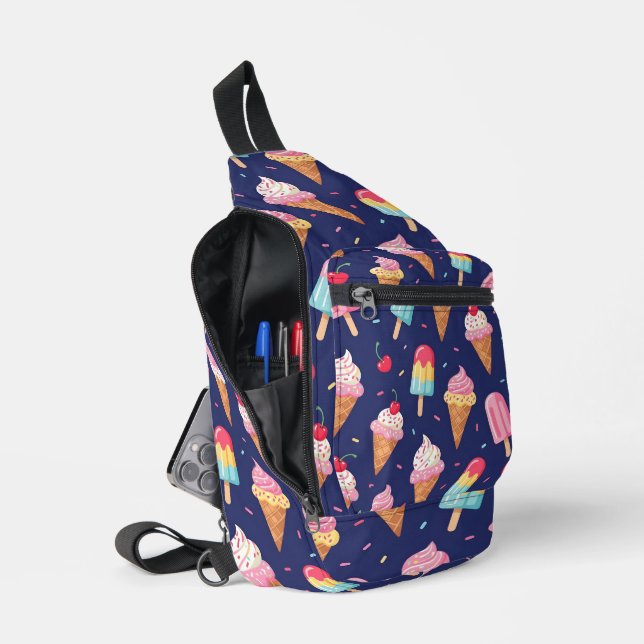 Bandolera Ice cream, popsicles and cherries pattern (Abierto)