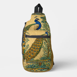 Bandolera Ilustración botánica de pavo real Art Nouveau