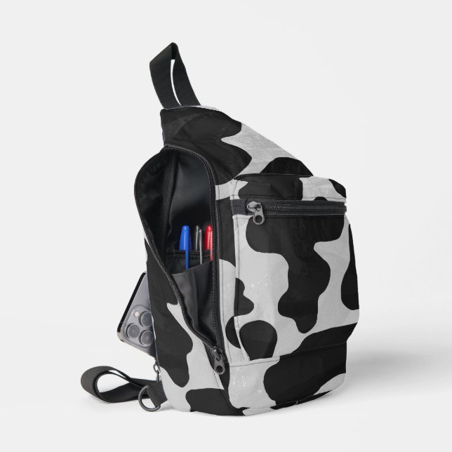 Bandolera Impresión de vaca en blanco y negro (Abierto)