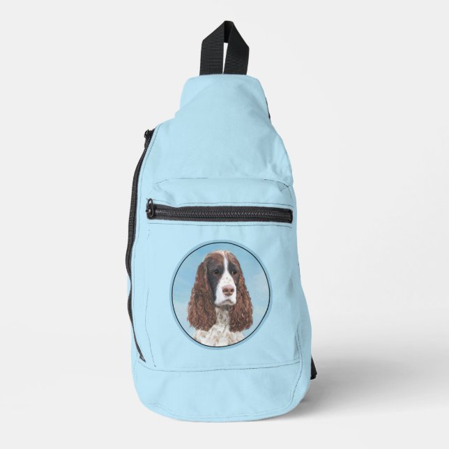 Bandolera Inglés Springer Spaniel Pintura Original Perro Art (Anverso)