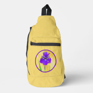 Bandolera Iris De Púrpura Pintado De Flor Original