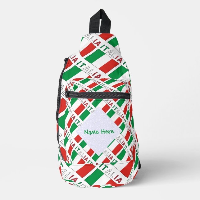 Bandolera Italia Bandiera Italiana Tiled Green Personalizado (Anverso)