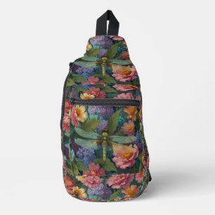 Bandolera Jardín floral vintage pastel boho chic libélula