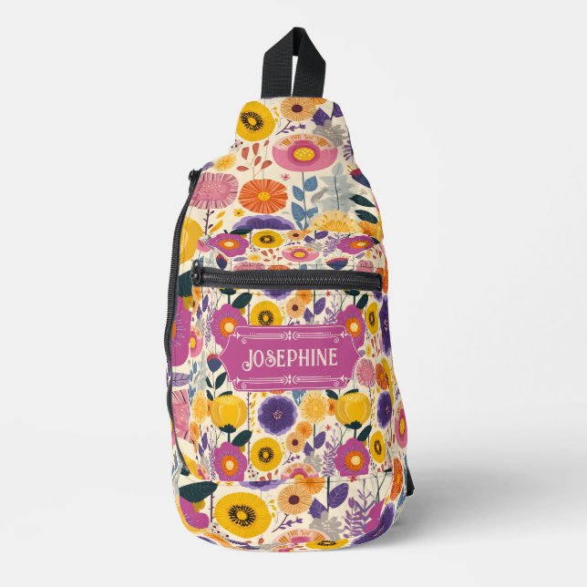 Bandolera Josephine Colorful Purple and Yellow Modern Floral (Anverso)