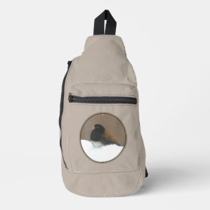 Bandolera Junco de ojos oscuros, pintura de invierno origina