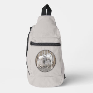Bandolera Keeshond Pintando manchas en el arte de los perros