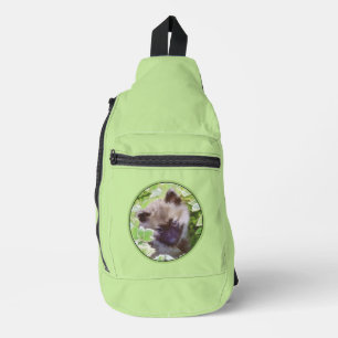 Bandolera Keeshond Pintura de pimienta en el jardín Arte Ori